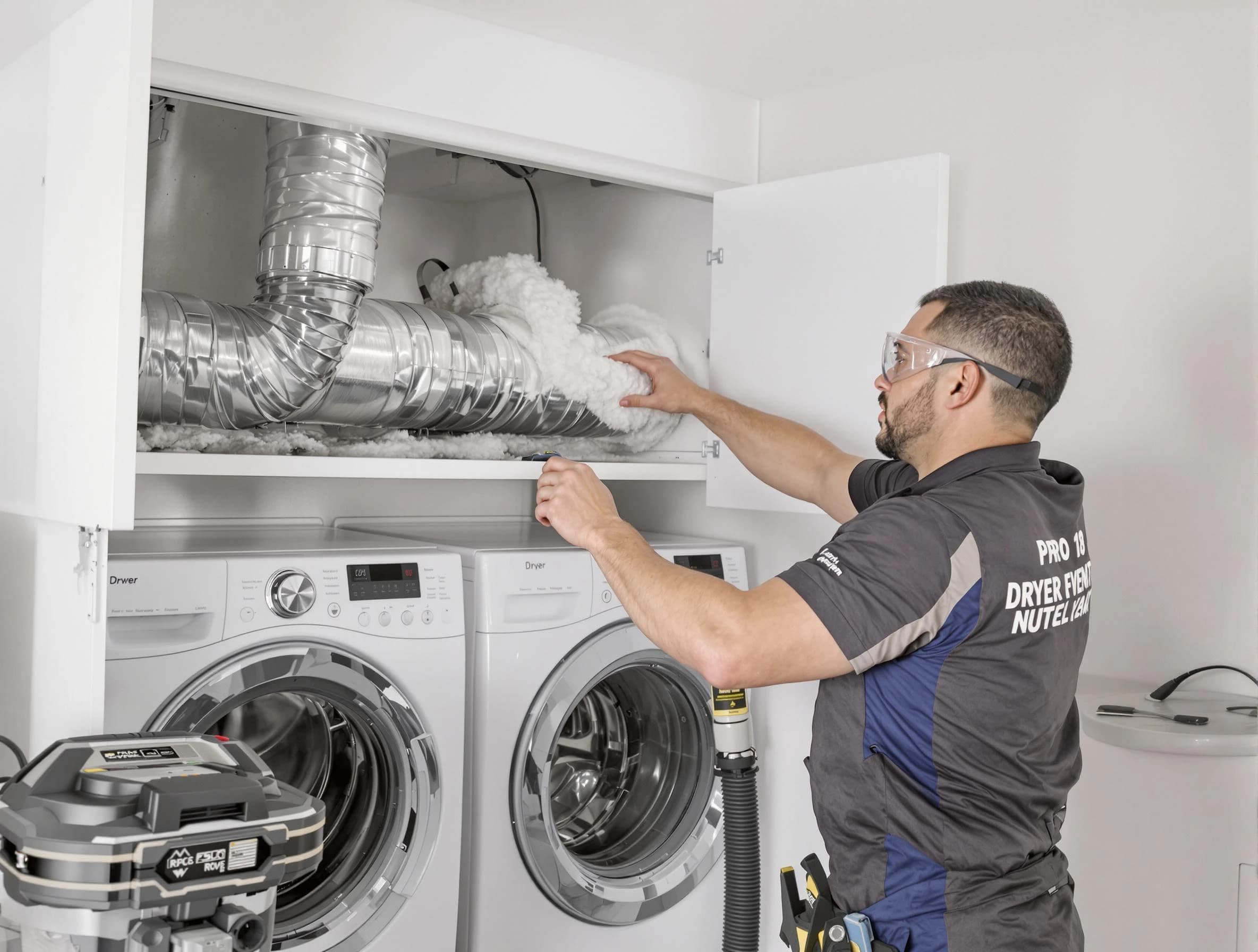 Adamsville Dryer Vent Cleaning certified technician performing specialized gas dryer vent cleaning in Adamsville