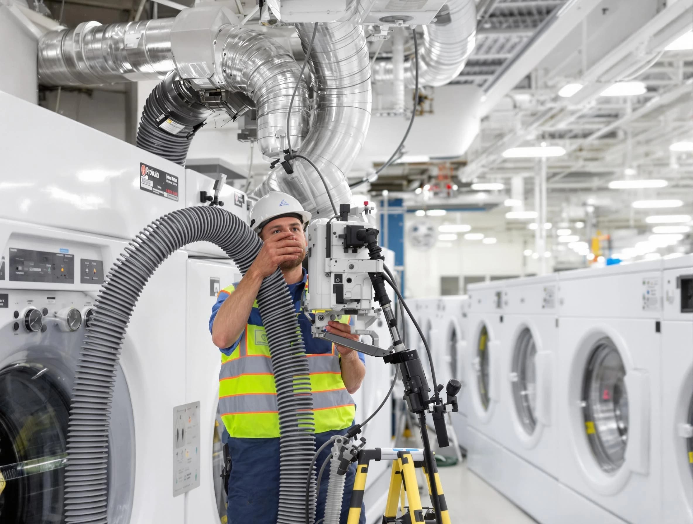 Adamsville Dryer Vent Cleaning team performing commercial-grade dryer vent cleaning at a business facility in Adamsville