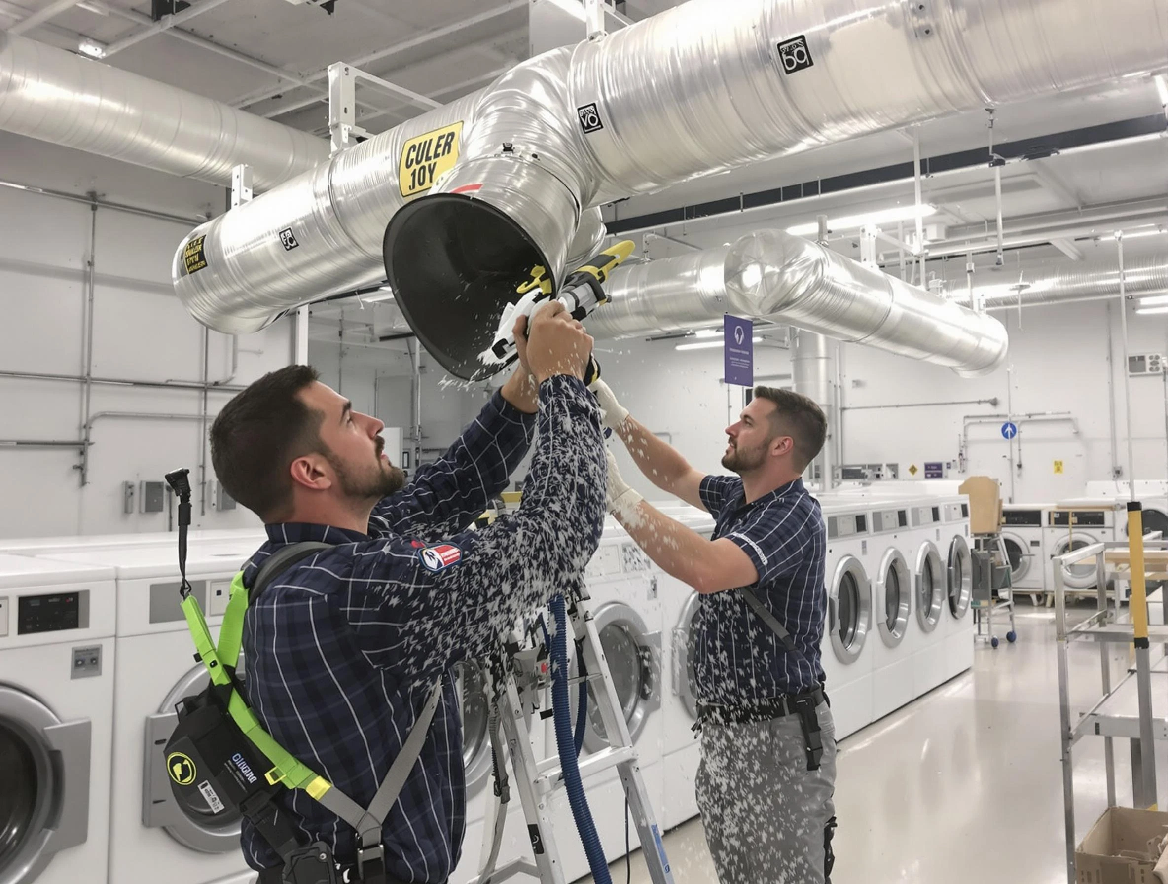 Adamsville Dryer Vent Cleaning team performing large-scale commercial dryer vent cleaning in Adamsville