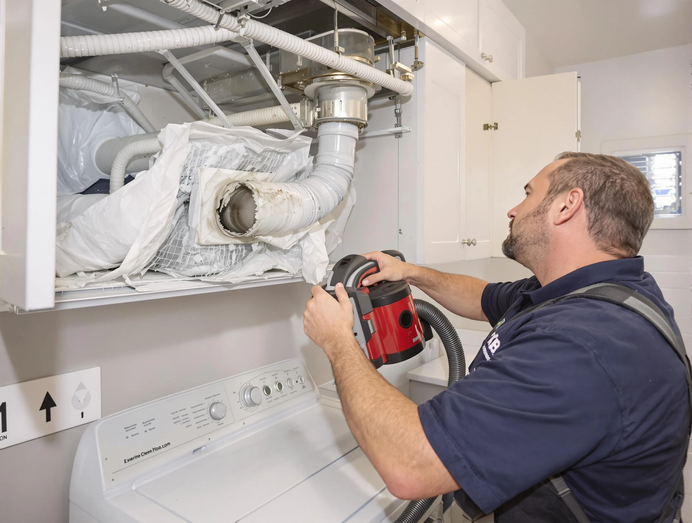 Adamsville Dryer Vent Cleaning technician performing professional exhaust vent cleaning at a residential property in Adamsville